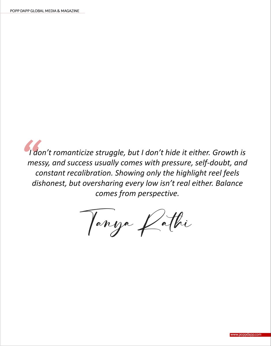 DappPopp's tweet image. TANYA RATHI – ART OF LIVING DELIBERATELY
@tanya_rathi
POPP DAPP VOL VII ISSUE II JAN-FEB 2026 | INTERVIEW STORY | DIGITAL ISSUE
poppdapp.com/popp-dapp/f/ta…
#poppdapp #digitalissue #fashionmagazine #TanyaRathi #IndianCreators #ModernIndianWoman #ConsciousLiving #AuthenticInfluencer