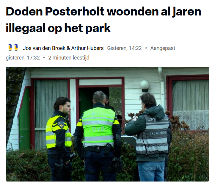 Je woont als bejaard echtpaar in een vakantiepark, de gemeente maakt bezwaar, dreigt met een boete van 30.000-euro. Het echtpaar pleegt uit pure wanhoop zelfmoord terwijl illegale asielzoekers kost, inwoning en leefgeld krijgen. Snapt u het nog?

Bron: l1nieuws.nl/nieuws/3109011…