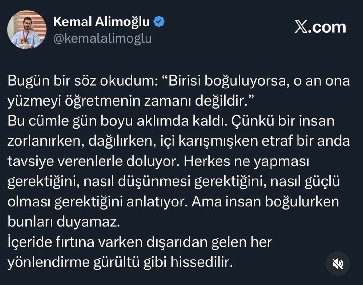 “Birisi boğuluyorsa, o an ona yüzmeyi öğretmenin zamanı değildir”