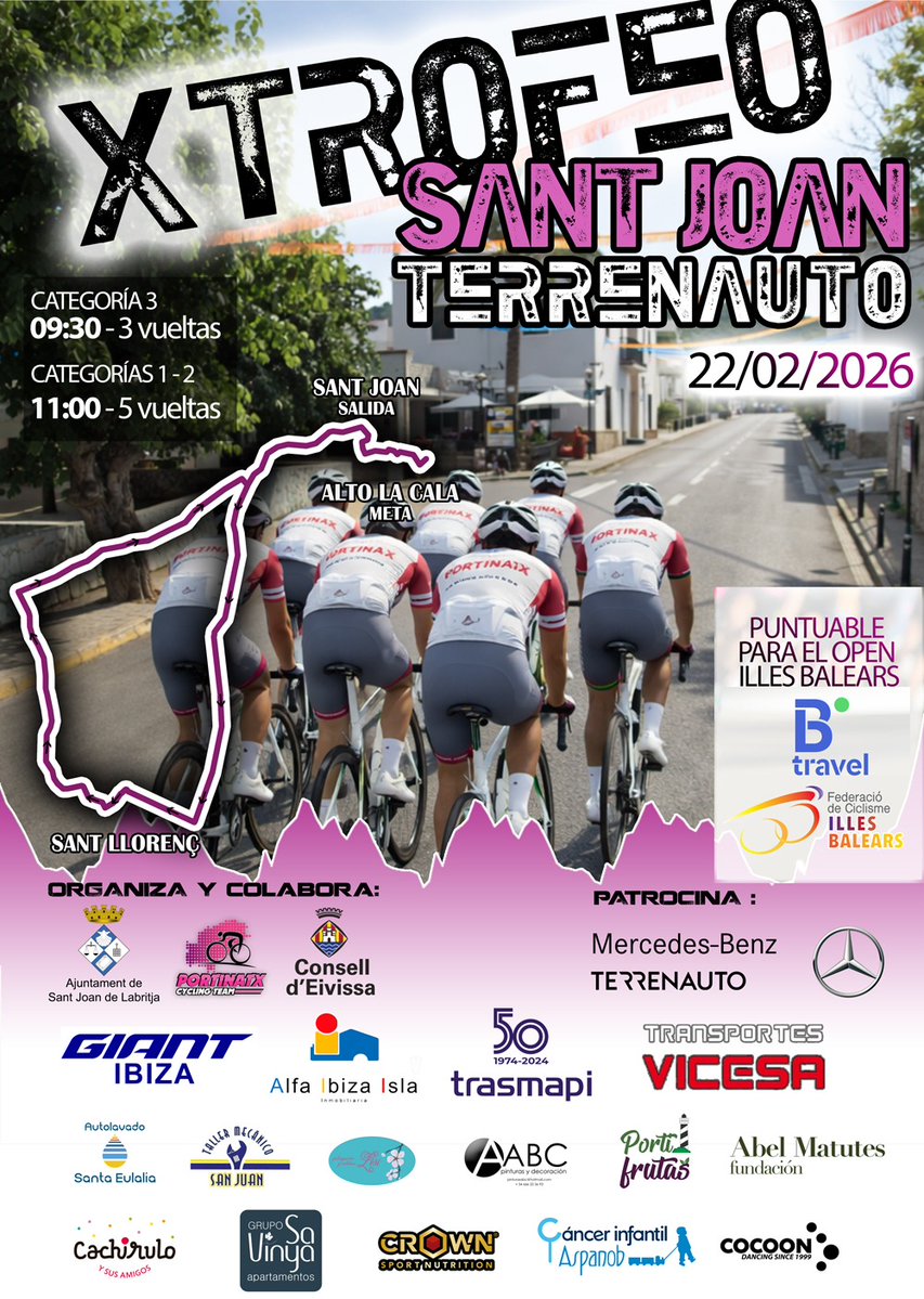 _FCIB's tweet image. PRÓXIMAS COMPETICIONES

20/02
"TROFEO CONECTABALEAR"
Conectabalear XTrem Calvià - Escola Joan Llaneras

21/02
"VI BICIKIDS SANT LLORENÇ"
Portinatx Cycling Team

22/02
"DH PONENT BIKE TIME"
Ponent Bike Team Club

22/02
"X TROFEO SANT JOAN "
Portinatx Cycling Team