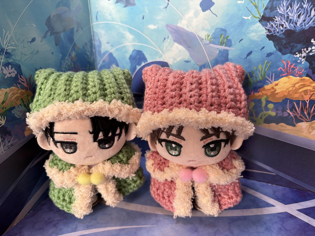 お迎えしたのでケープと猫耳帽子編みました🤗…でももう暖かくなってくるかな…😅活躍するのはまた次の冬かしら？😅