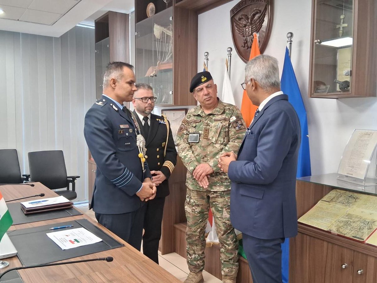 IndiainCyprus's tweet photo. #India and #Cyprus marked a significant step forward in their strategic partnership with the signing of the Bilateral #Defence Cooperation Programme (#BDCP) 2026, alongside an enhanced maritime cooperation framework.
The agreement was signed in the presence of High Commissioner Mr. Manish @ManishGIfs and Lt. General Pachoulides Neophytos, Deputy Chief of Defence, Cyprus.
High Commissioner described the development as a forward-looking step that strengthens mutual trust and reinforces the long-term strategic convergence between India and Cyprus.
#IndiaCyprus #DefenceCooperation #MaritimeSecurity #StrategicPartnership