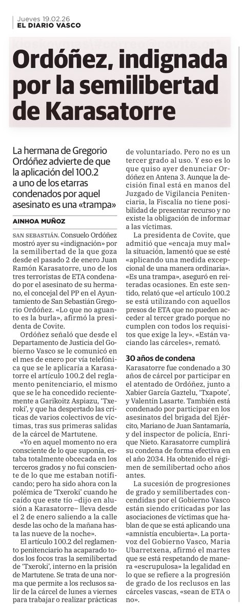 Indignación por premiar con semilibertad a quien no ha hecho nada por merecerla, porque no ha mostrado ni un mínimo signo inequívoco de arrepentimiento.

Se está vaciando deliberadamente de contenido este requisito esencial que la propia ley establece para progresar en grado. Se