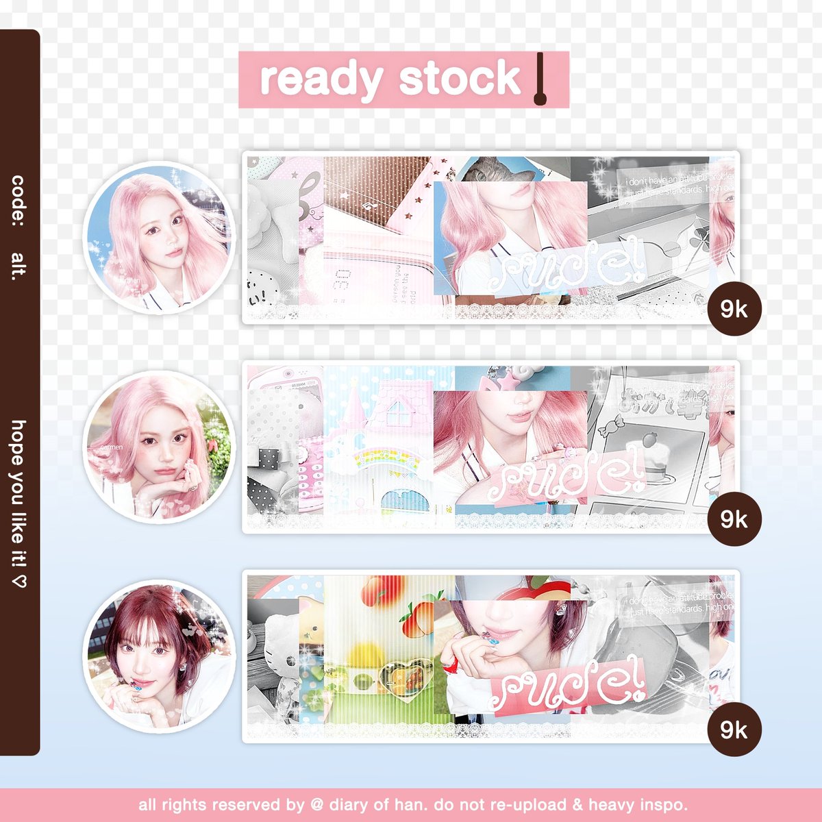 diary__of__han's tweet image. help repost, thank yew! 🧸🪽

haloo teman timun! :O aku punya layout ready stock hearts2hearts (carmen, jiwoo, stella, yuha, juun, a-na, ian, yeon) dari katalog special edition yang hanya ada untuk rs! ⭐️ harganya 9000/each yaaa, yang minat boleh DM aku! 🧩🥨👖

#zonauang #zonaba