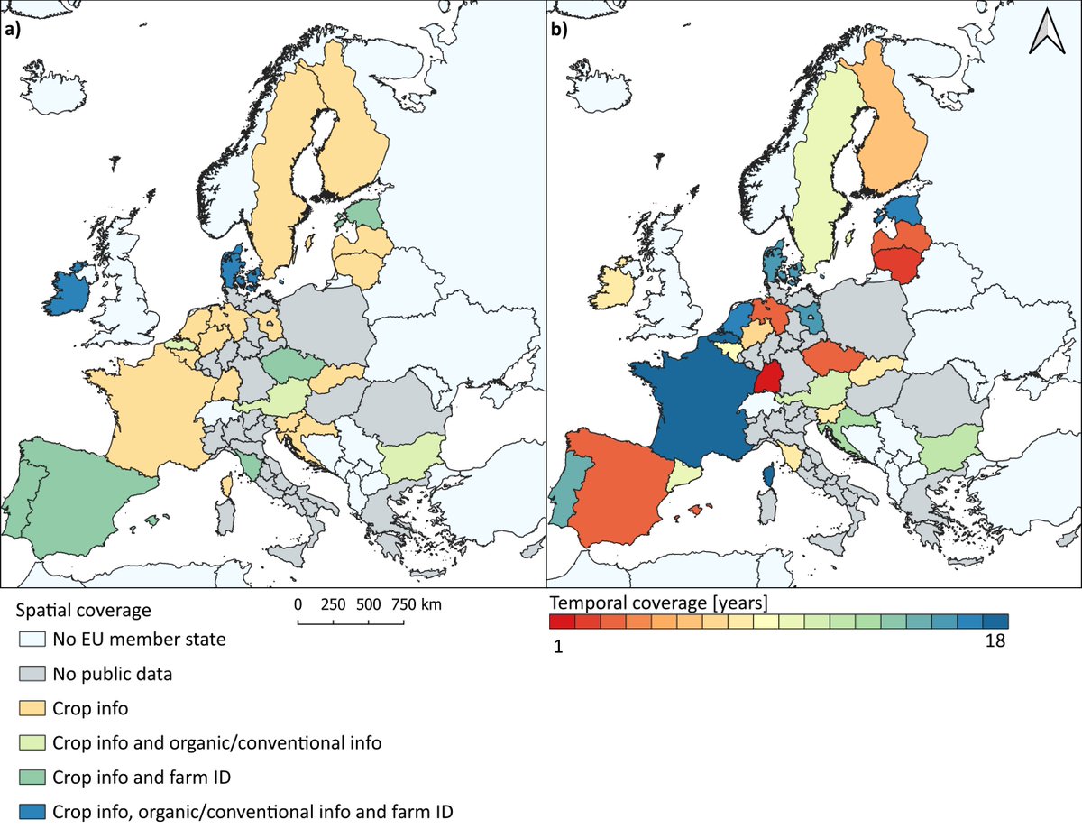 Huge new update to our Harmonized IACS Inventory! v1.3 is available now, covering 20 countries across Europe. What's new? We've expanded regional coverage, expanded classifications with subclasses, and improved geodata quality, to name a few. Check it out: zenodo.org/records/186708…