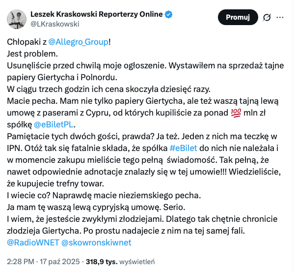 Cześć chłopaki z @Allegro!
Znowu mam dla Was złą wiadomość. 
Wróciłem z Albanii, a to oznacza, że znacznie skróciła się odległość (z Sarandy: 2200 km) między mną a moim garażem i kwitami, które w nim trzymam. 
Druga zła wiadomość: jestem nie w humorze, bo nad Morzem Egejskim było