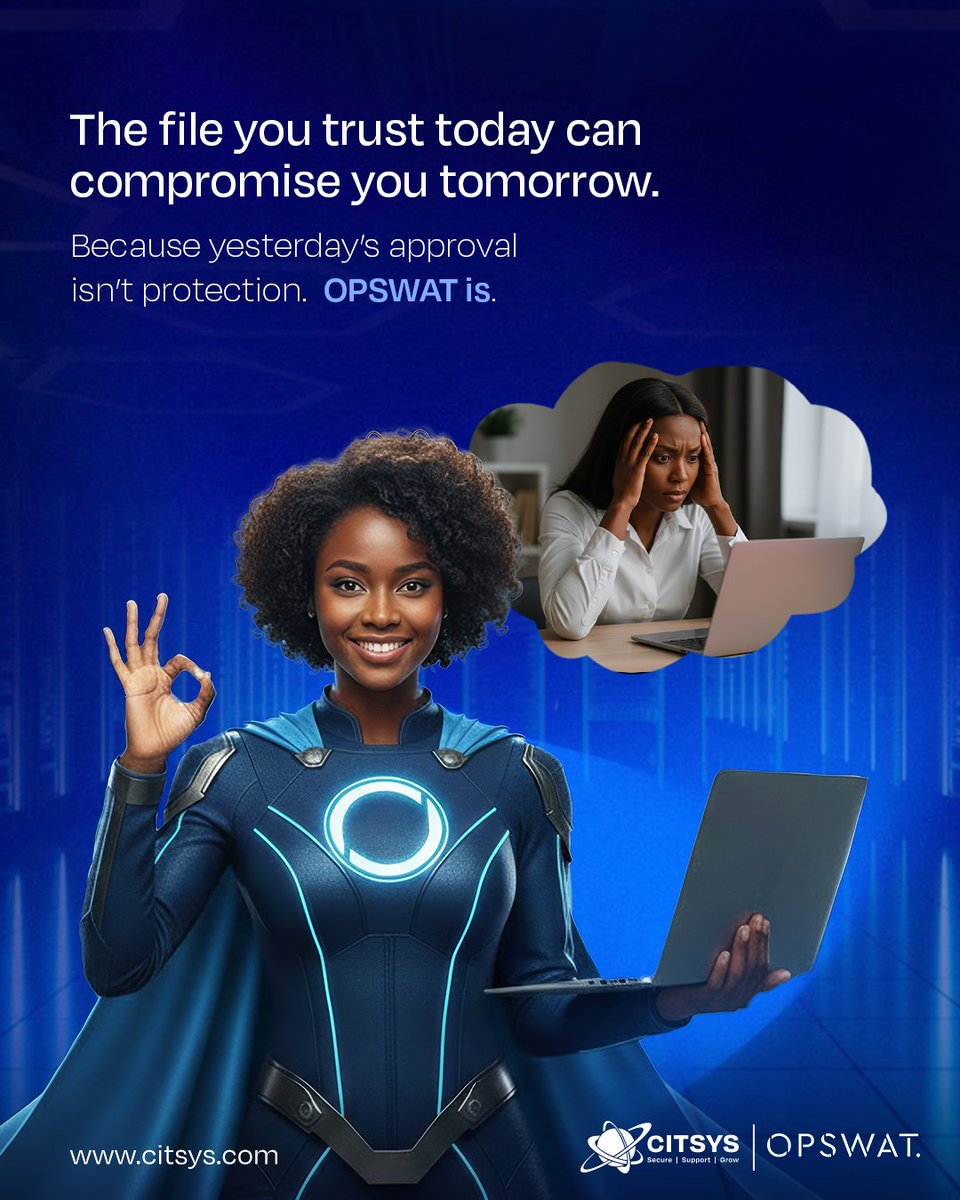 Citsysltd's tweet photo. Cyber hygiene means never assuming trust.
Files change, threats evolve, and yesterday’s approval expires fast.

OPSWAT keeps inspection continuous, so protection holds up in the real world.
 
#CyberHygiene #ZeroTrust #CITSYS #ThreatDefense #OPSWAT #SecureFiles #CyberSecurity https://t.co/kAOosFnzCQ