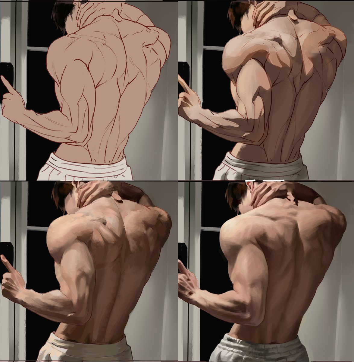 꾸덕한 터치감 공부 목표로 한 등 모작이랑 과정