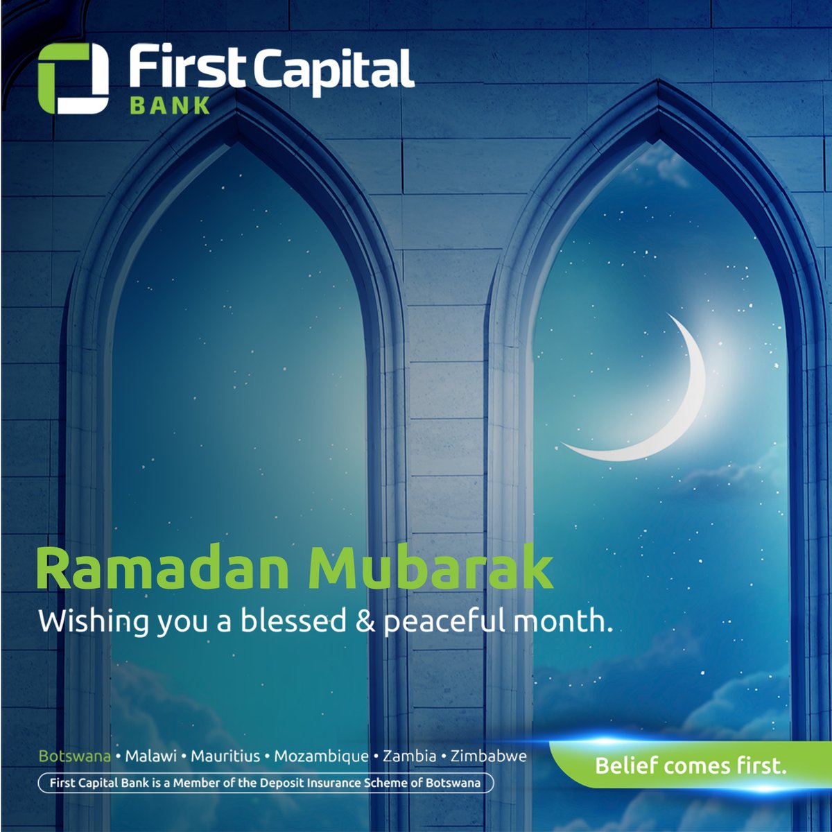 We’re wishing the Muslim community a peaceful and reflective Ramadan. May this holy month bring you and your loved ones clarity, compassion, and blessings. 🌙

#RamadanMubarak #BeliefComesFirst #FirstCapitalBank
