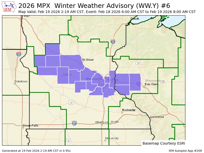 Heads up for the morning commute, Winter Weather Advisory expanded until 8AM. Additional snow accumulation up to an inch. Morning commute in the metro will be impacted.