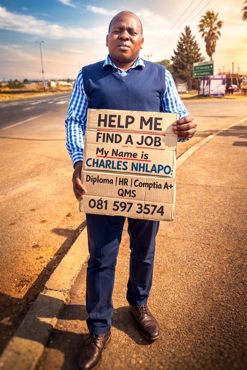 #Day73 My name is Malefetsane Charles Nhlapo. I’m actively looking for work and asking for help. Open to opportunities, referrals, or connections. Please RT if you. Cell: 0815935743

Mseleku #MadlangaCommision Chaine General Senthumule #GoTogetherLike Cat Matlala PKTT Sundowns