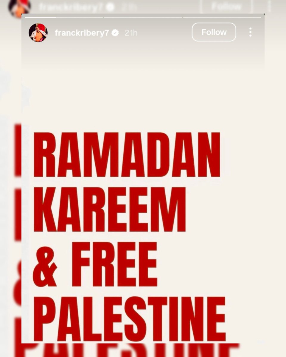 ⚡JUST IN - Franck Ribéry marks the beginning of Ramadan with a message calling for a free Palestine