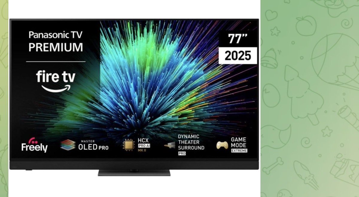 JUST IN FRESH DEALS👇

📦 PANASONIC Z90B 77 OLED 4K HDR Smart Fire TV with Freely TV77Z90BEB
━━━━━━━━━━━━━━━

• Pricing Information: Was: 2079.99 Now: 1359.99
• Barcode: 5025232981052
• Promotion(s): Save 20% on selected TV Accessories when bought with this TV.