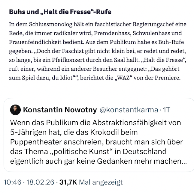 ActaKlonovsky's tweet photo. "Hasswoche" bei George Orwell: Das Publikum erblickt Emmanuel Goldstein... https://t.co/dmllcy6LhI