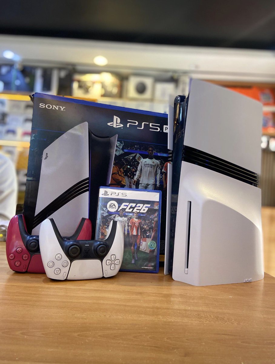 Open box ps5 pro console ..2tb with cd rom ,fc26 disc and two controllers…. 🏷️ ₦1,099,999