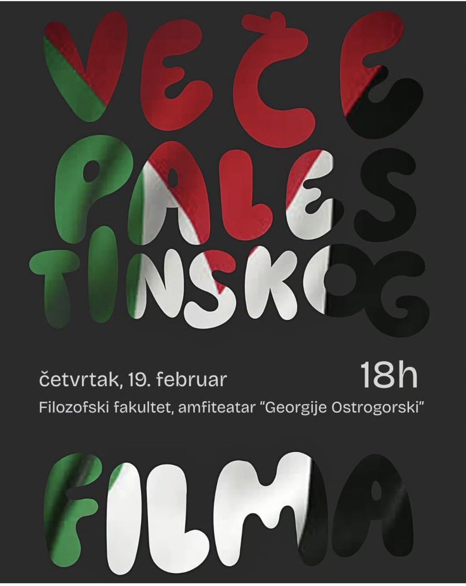 Večeras od 6 na Filozofskom.

Gledamo dva dokumentarca Pet slomljenih kamera zatim Jenin, Jenin.

Ukaz je slobodan ali skupljaju se donacije.

Vidimo se ✊🏽🇵🇸❤️‍🔥