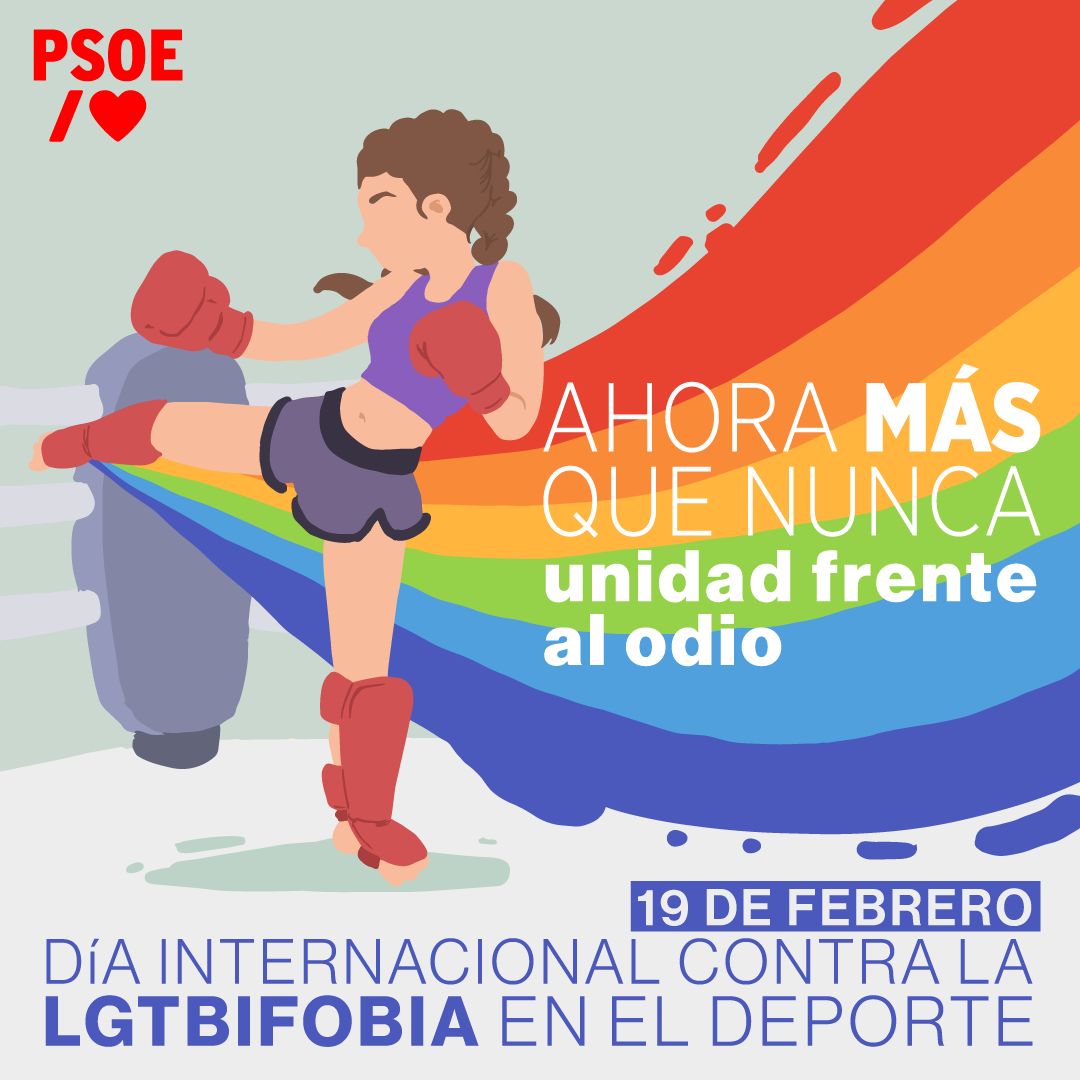 Hoy, 19F, #DíaContraLaLGTBIfobiaEnElDeporte

🏳️‍🌈 Cero odio en gradas, vestuarios y campos.
🏳️‍🌈 Entornos seguros, formación y prevención desde el deporte base.
🏳️‍🌈 Nadie tiene que esconderse para jugar.

Ahora más que nunca: unidad frente al odio 🏳️‍🌈✊🏼

#DeporteSinOdio #DeporteSeguro