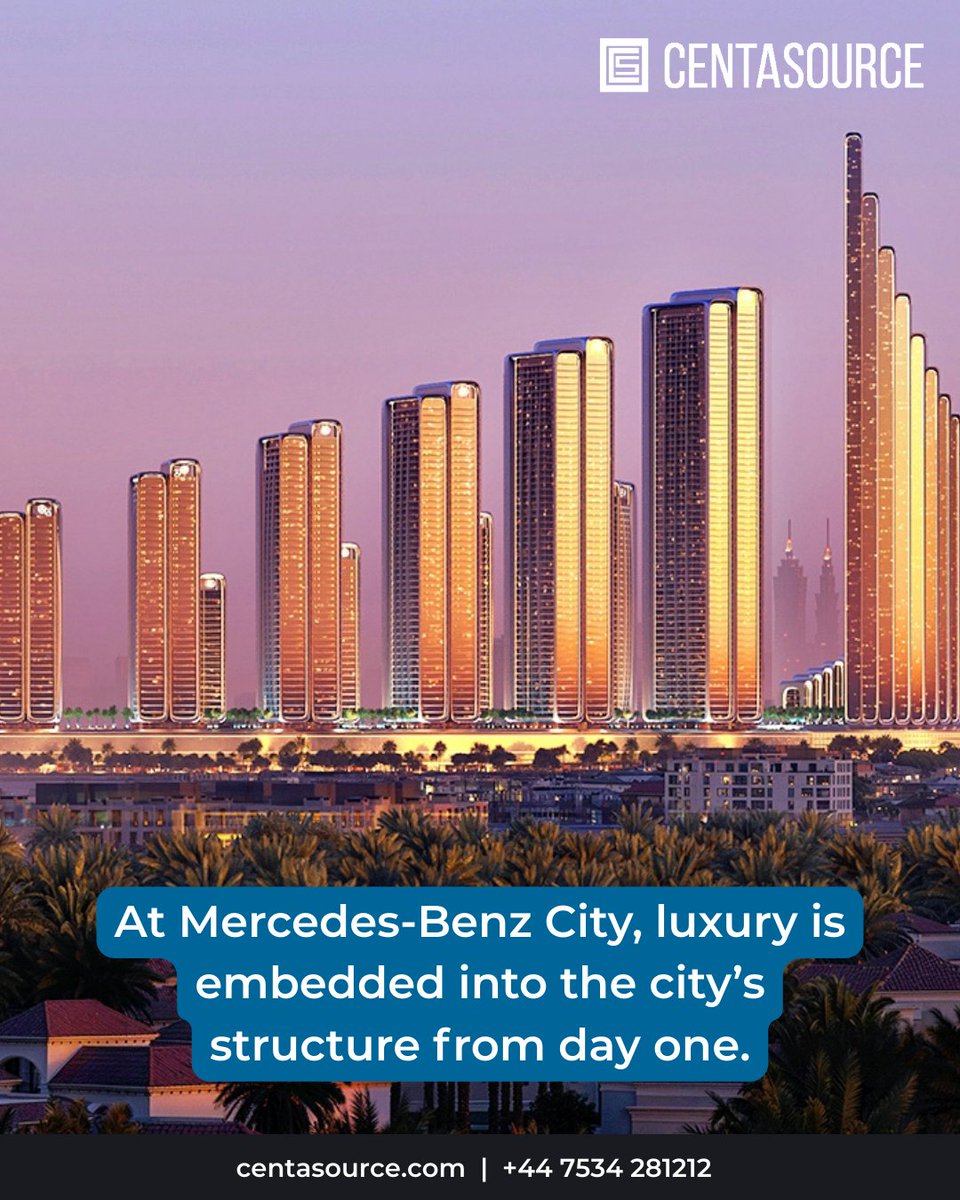 centa_source's tweet image. At Mercedes-Benz City, luxury is embedded into the city’s structure from day one, creating an environment where comfort, clarity, and everyday living are seamlessly supported by thoughtful design and integrated planning.