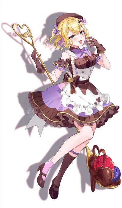アクスタ全身イラストこんな感じです カトラリーのロゴと滴るチョコがお気に入り! #VGGC11th