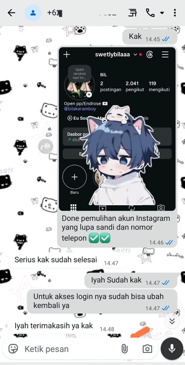 weavrying's tweet image. JASA pemulihan Akun &amp;amp; HAPUS AKUN 
Lacak lokasi, Hack 📲

FUL TESTIMONI ✅

~ Akun lupa password/ke hack 
~ Jasa sadap wa 
~ Jasa suspend / unsuspend akun 
~ Jasa hack &amp;amp; Pemulihan aku  

Tiktok, Gmail, Instagram, Twitter, Facebook,Telegram DLL 

Cek WhatsApp di Bio ☎️