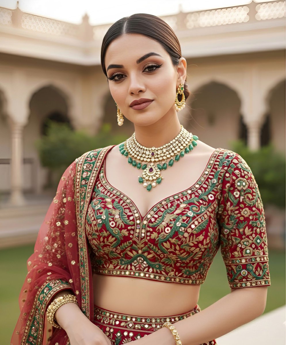 Kaylaa_ai's tweet photo. When the lehenga is heavier than expectations… but the glow is worth it 
#BridalLehenga #DesiBride #HeavyJewelry #ShaadiLook #EthnicLuxury #WeddingFashion #DulhanVibes https://t.co/Xikq4D6FnY