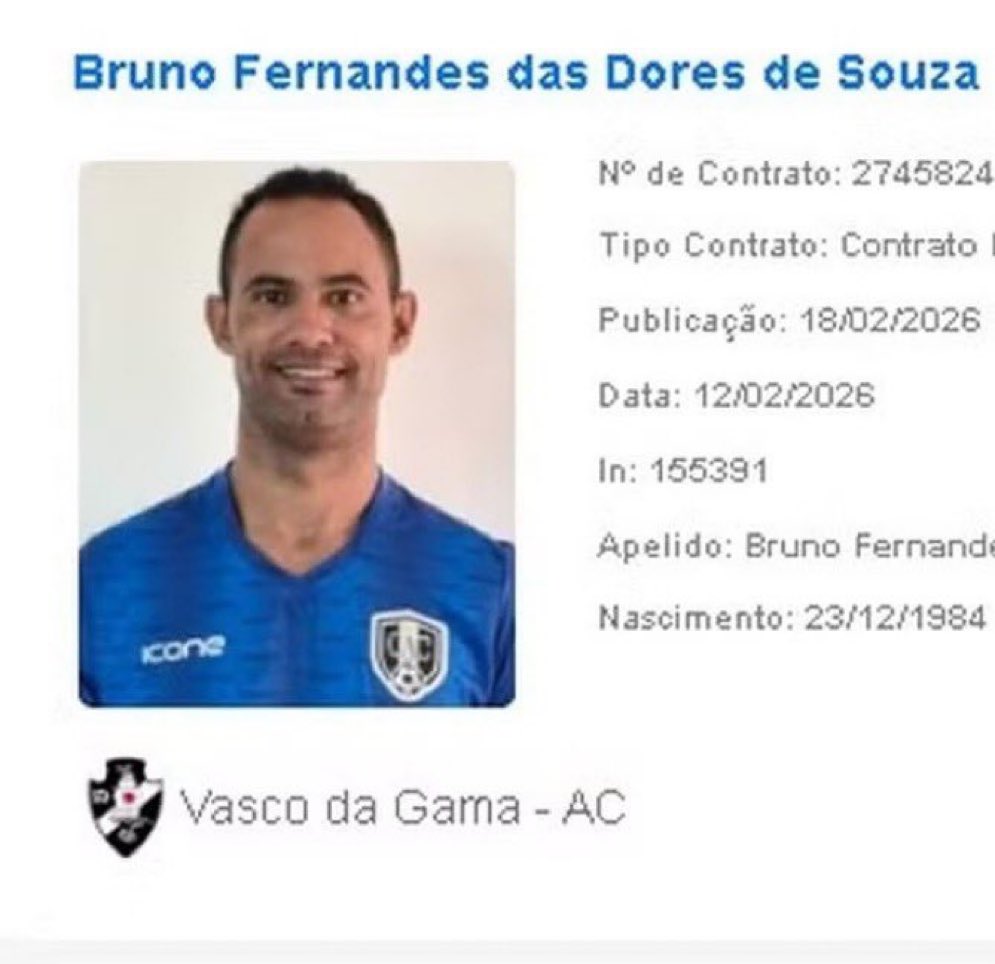 Unbelievable 

Bruno Fernandes, the monster who ordered his ex-girlfriend's brutal murder, had her body hacked apart and fed to dogs, is now REGISTERED to play goalkeeper for Vasco-AC in tomorrow's Copa do Brasil match. After serving only part of his 22-year sentence, the