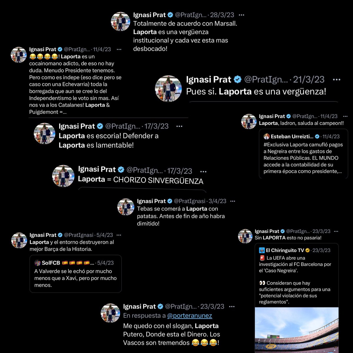 El soci que ha denunciat l’Espai Barça és Ignasi Prats. Mateix soci que ja va denunciar Laporta durant el procés de la moció de censura contra Laporta del 2008. Un Recull de tuits del peça creat per <a href="/JoalberthRangel/">Joalberth Rangel 𝕏</a>