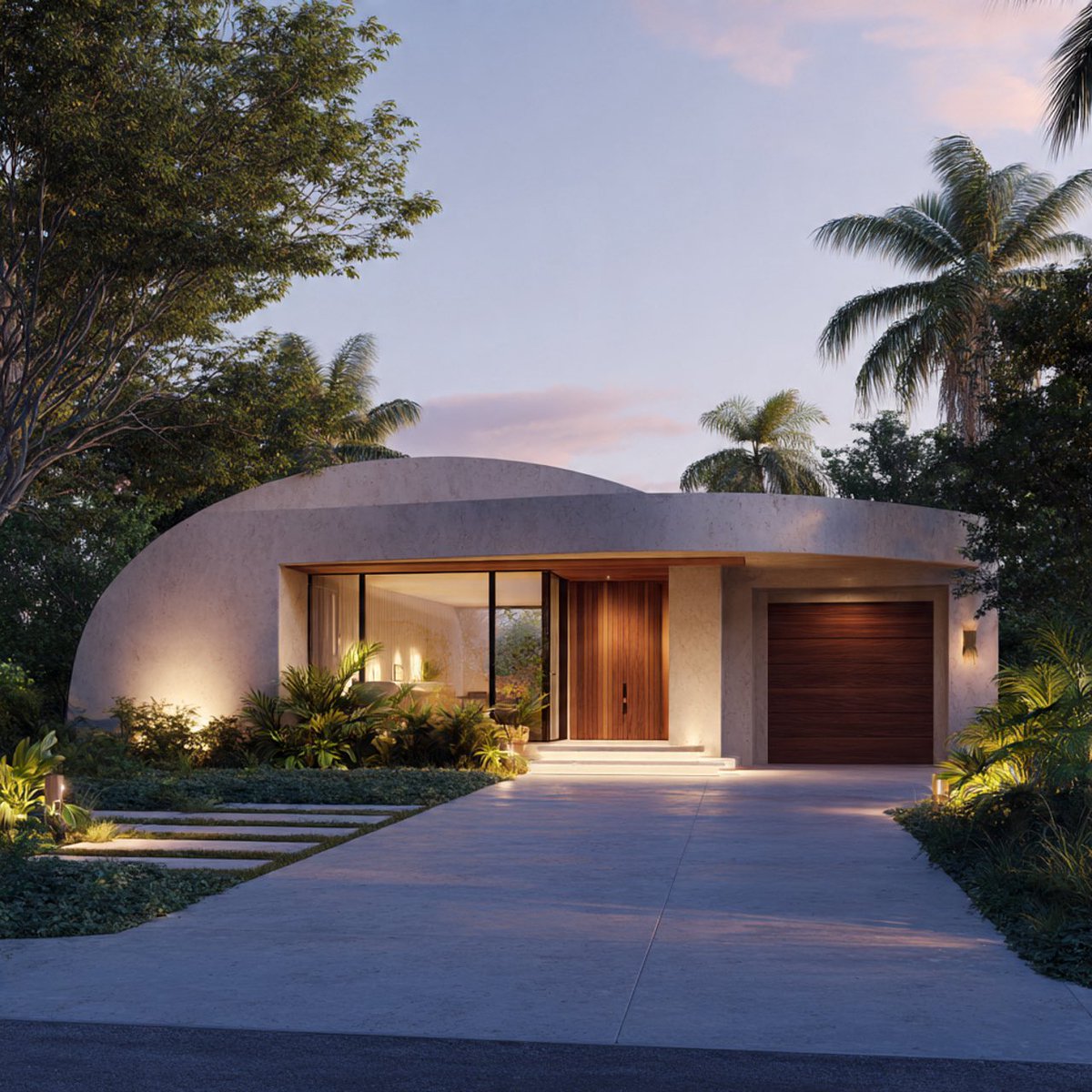 saeedmimaar's tweet image. SemiCircle Glass House – Architectural House Design Ideas

Modern tiny home with semi-circular glass front and deep recessed entry. Sand-toned stucco
walls, 

#SemiCircleGlass #Architectural
#HouseDesignIdeas #GlassFacade