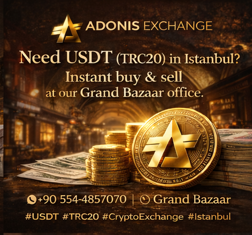 AdonisExchange's tweet photo. Need USDT (TRC20) in Istanbul?
We offer instant buy &amp; sell with safe in-person delivery at our office.
📍 Grand Bazaar
💬 WhatsApp: https://t.co/Jk0NWxaxYp

#USDT #TRC20 #CryptoExchange #Istanbul  #AdonisExchange $ADON https://t.co/g1FaN2I6py