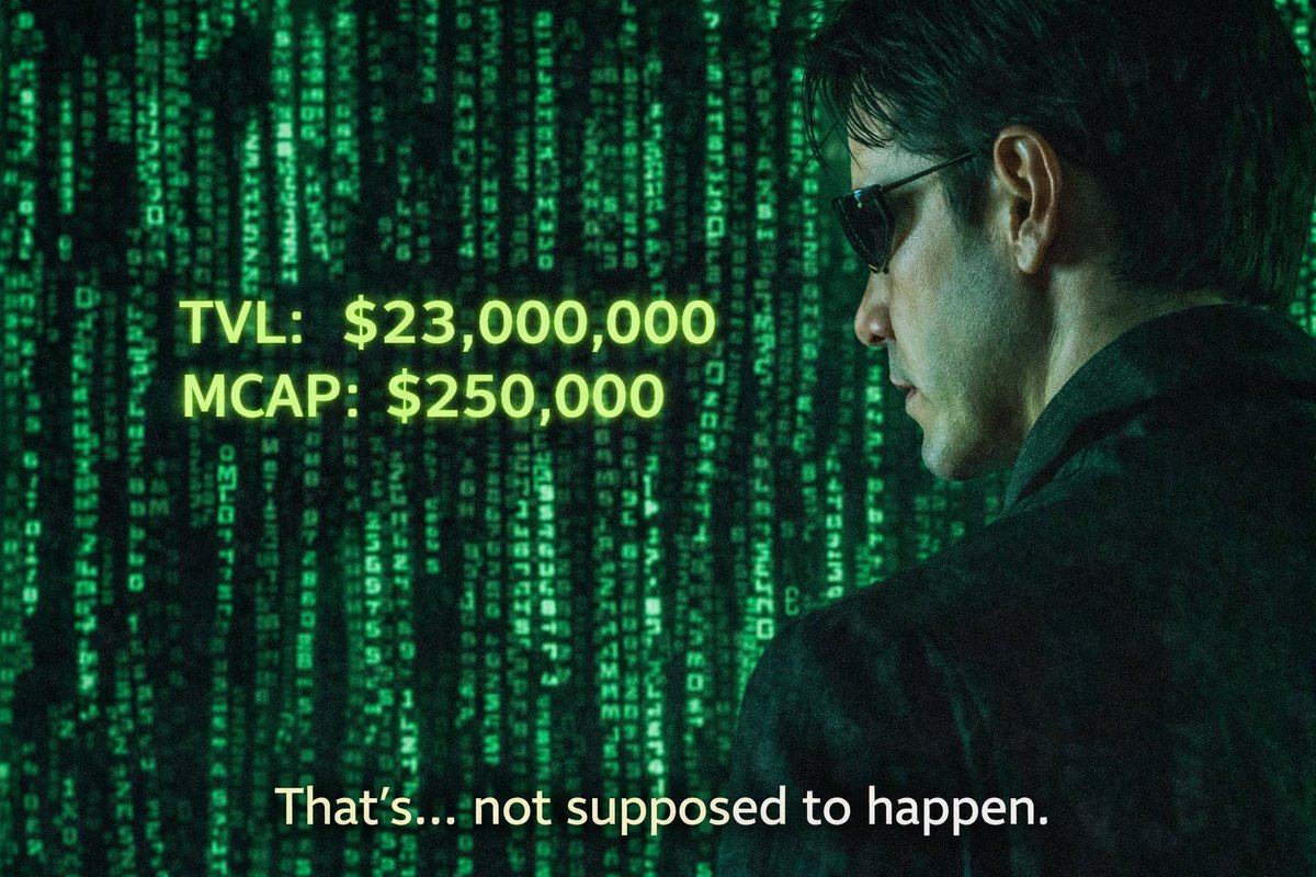 🟢 Something’s glitching in the matrix 🟢

#TVL : $23,000,000
#MCAP : $250,000

That ratio is not normal.
Either the code is broken…
or the market hasn’t caught up yet.

$STBU doesn’t look like a rug.
It looks like a pricing error. 👀

#RWA #Tokenization #DeFiLlama <a href="/DefiLlama/">DefiLlama.com</a>