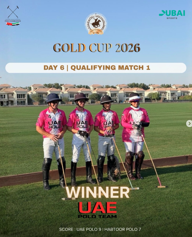 Day 6 – Gold Cup
Match 1 | uaepoloteam vs. habtoorpolo
Match 2 | bangash_polo_uae vs. jehangiripolo

A big congratulations to uaepoloteam for securing the win in Match 1, and to bangash_polo_uae for claiming victory in Match 2. Well played to all teams for an unforgettable Day 6