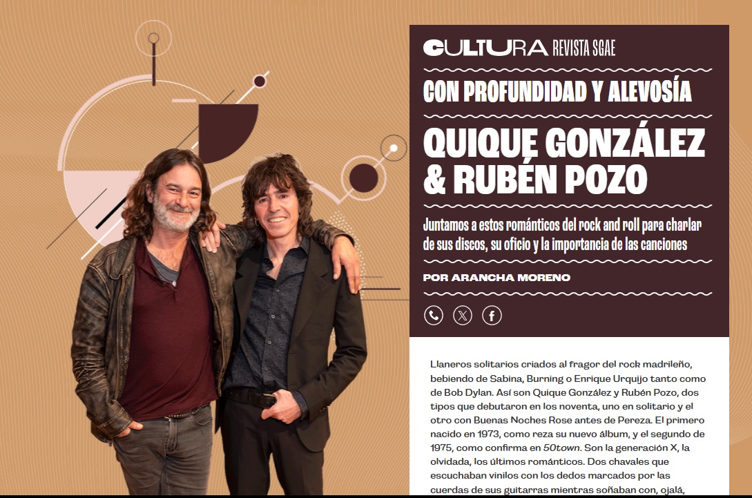 El gusto de juntar talento, amistad, compromiso, actitud... y dos cancioneros únicos. Hablamos con <a href="/quique_gonzalez/">Quique González</a> y <a href="/RubenPozoPrats/">Rubén Pozo</a> en #culturarevistasgae. 
revistacultura.sgae.es/cultura_revist…
