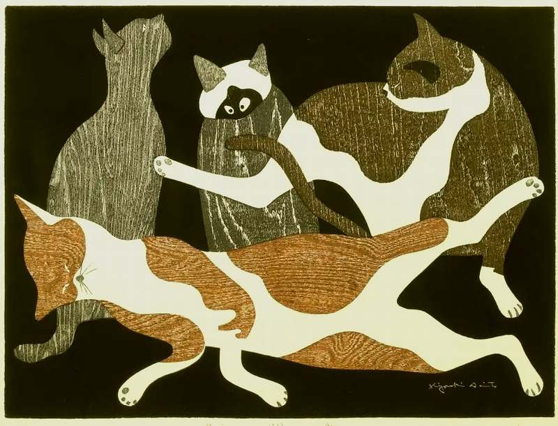 斎藤清 － ねこ Saito Kiyoshi #art #新版画 #shin_hanga [浮世絵
