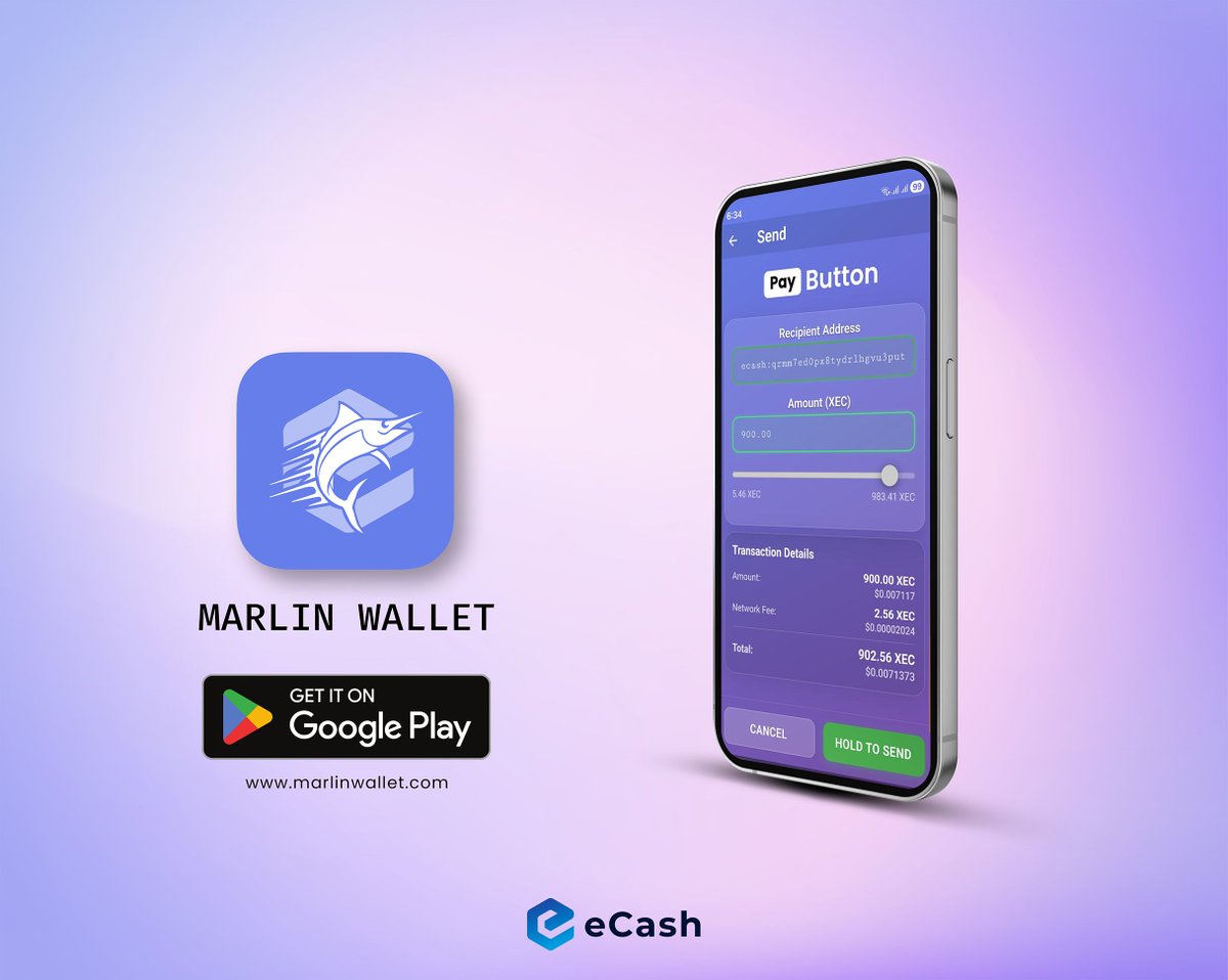 eCash's tweet image. Marlin Wallet v1.8.2 is out! 🚀

This update improves link handling to ensure all payment links reliably open directly on the Send screen.

📲 Update now: play.google.com/store/apps/det…