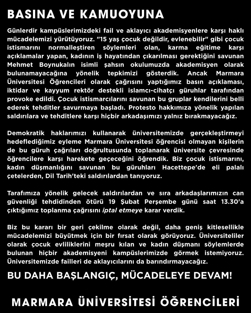 akinciguc_'s tweet photo. KIZIL KUYRUKÇULAR TIRSTI,
MEYDAN; İSLÂM İÇİN CAN VERMEYİ CANA MİNNET BİLEN AKINCI YİĞİTLERİNDİR!

İslâm ve Müslüman düşmanı kızıl kuyrukçular, Akıncıların meydan yerine geleceğini öğrenince, “sıra arkadaşlarının can güvenliği” gerekçesiyle Marmara Üniversitesi İlahiyat Fakültesinde Mehmet Boynukalın Hoca’ya karşı yapmayı planladıkları protestoyu iptal etti.

Cihad ayı olan Ramazan’ın ilk günü, küfür kutbunun kalbine korku salan bütün iman erlerini selamlıyoruz.

"Buna er meydanı derler,
Bunda lafla söz olmaz..."
#BoynukalınYalnızDeğildir