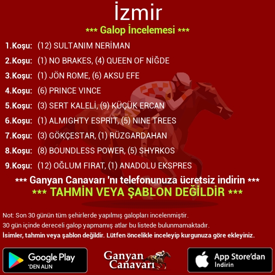 İzmir Galop İncelemesi ✍️ 

Canavarı Keşfet 👉 ganyancanavari.com.tr/kesfet/
#atyarisi #ganyancanavari