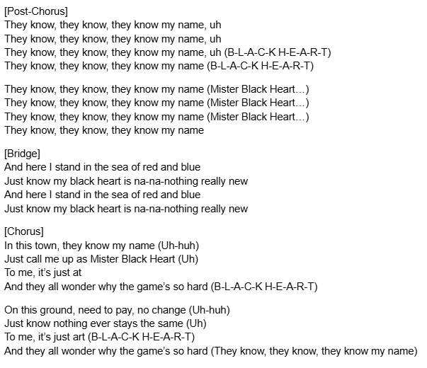 TU4QT4IA's tweet photo. 'mr black heart' 💰🤫
A concept song for Mr. Snake with a more villainous perspective and a 2000s pop-rap style.
#lyrics #poetry #originalsong #originallyrics #geekrock #nerdcore #TheBadGuys #MrSnake #villainsong #dark #rap #altpop #trappop #anthem #badass https://t.co/aai73Dm7GG