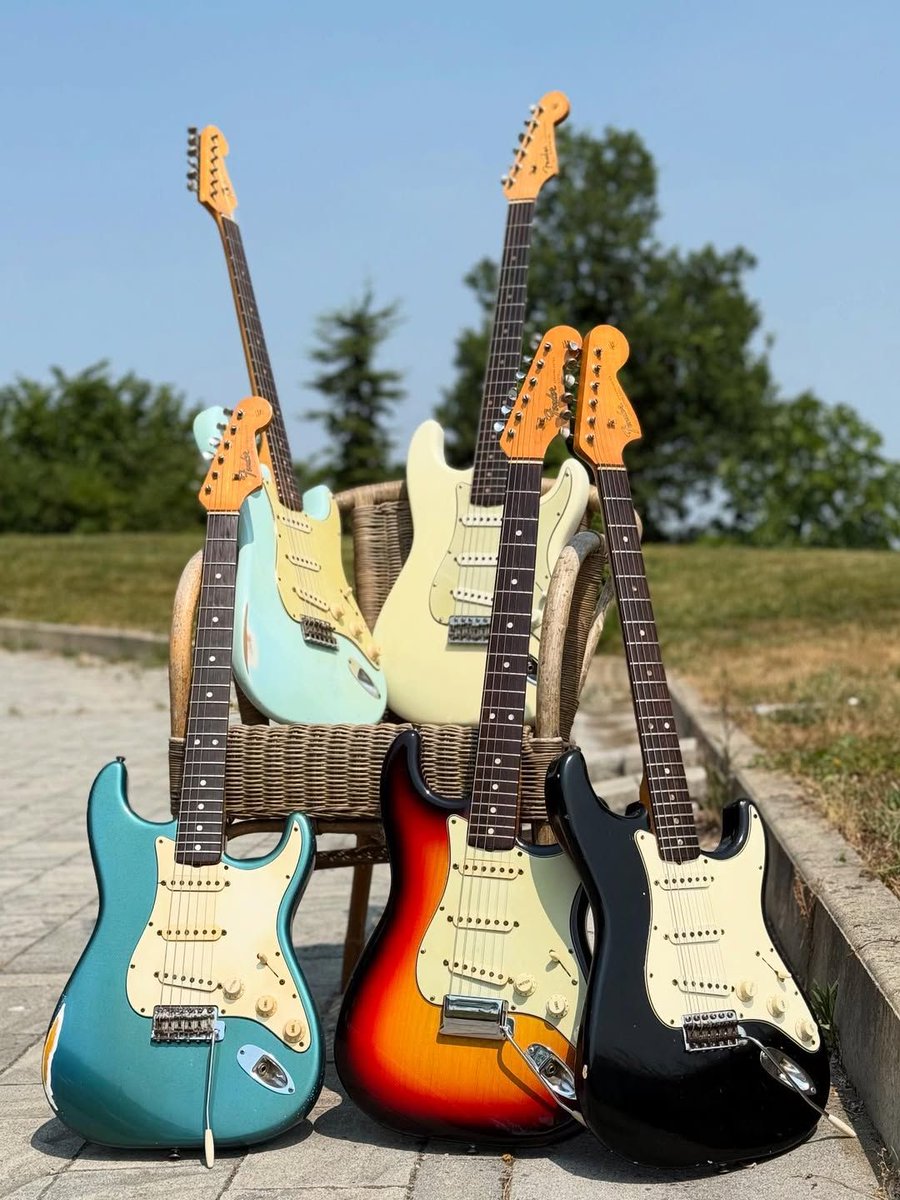 Fender's tweet photo. The more Strat guitars, the merrier! We're loving this #FenderFanMail from @cescoscornerguitars on IG. Tag us in your photos for a chance to be featured next. https://t.co/jsX3RqPMTr