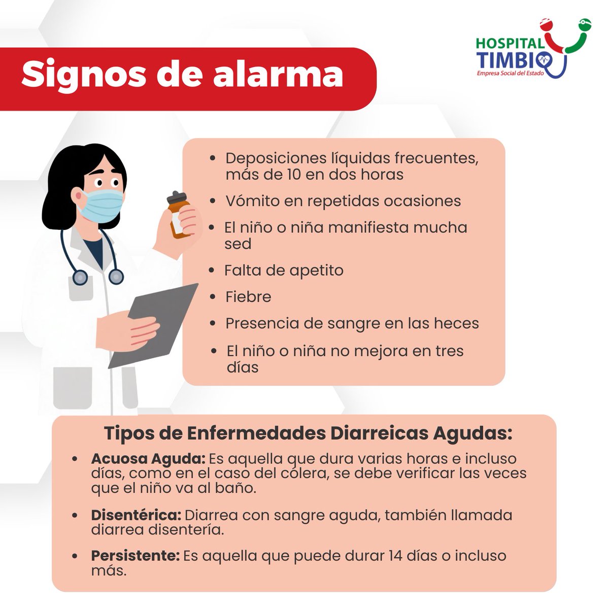 HospitalTimbio's tweet photo. 🔎 ¿Sabías que la EDA es la principal causa de muerte en niños de 0 a 5 años si no se trata a tiempo? 

En el Hospital Timbío ESE queremos que estés informado para proteger a los más pequeños del hogar. 🏠👶🏻

#SaludTimbío #PrevenirEsCuidar https://t.co/Jz52reQWdb