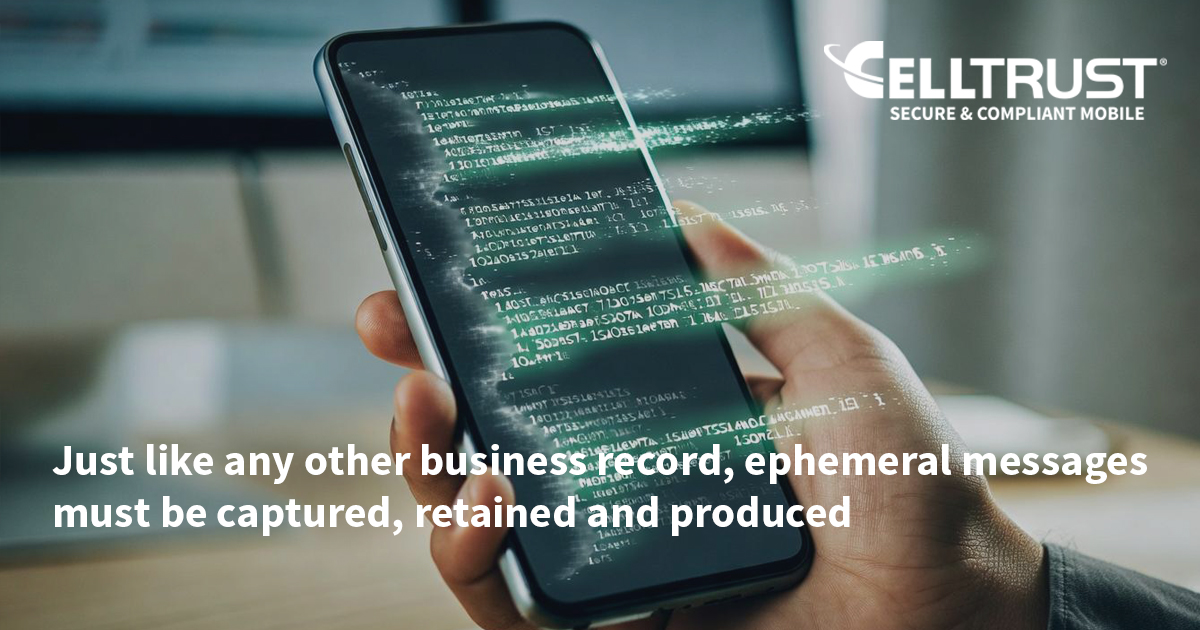 CellTrust's tweet photo. Ephemeral messaging that disappears by design — is now squarely in the crosshairs of U.S. regulators: https://t.co/s9hDfvFNxu  #EphemeralMessaging #DataCompliance #RegulatoryCompliance #DataRetention #BusinessRecords #DOJ #FTC #SEC #FINRA #WealthManagement https://t.co/8sbLkfT3XN
