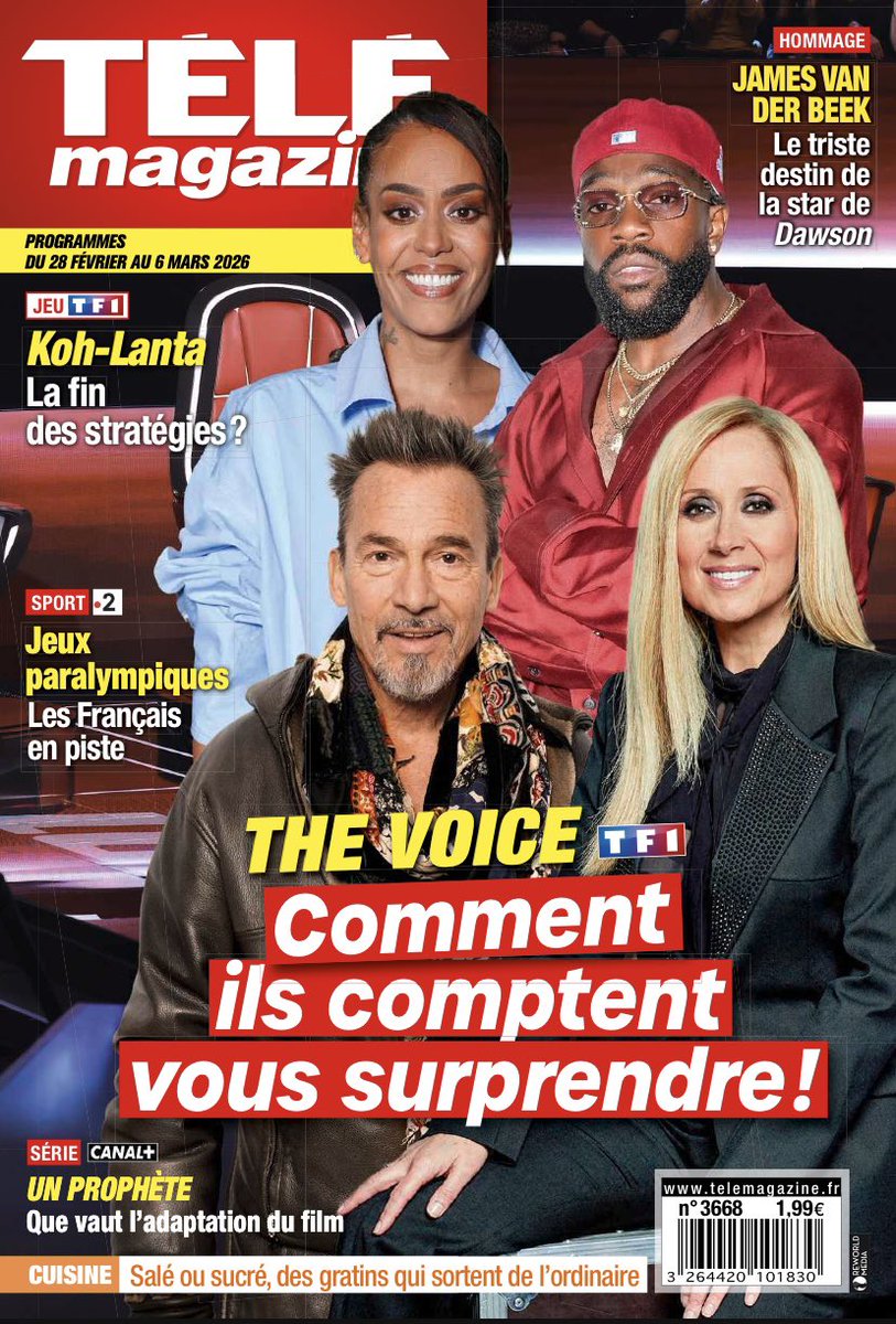 En Une de <a href="/telemagazine/">Télé Magazine</a> les coachs de <a href="/TheVoice_TF1/">The Voice ✌️</a> <a href="/amel_bent/">AMEL BENT</a> Lara Fabian <a href="/florentpagny/">Florent Pagny</a> <a href="/TaycOfficiel/">T A Y C</a> 👍

Rdv dès le samedi 28/02 sur <a href="/TF1/">TF1</a> &amp; <a href="/tf1plus/">TF1+</a> !