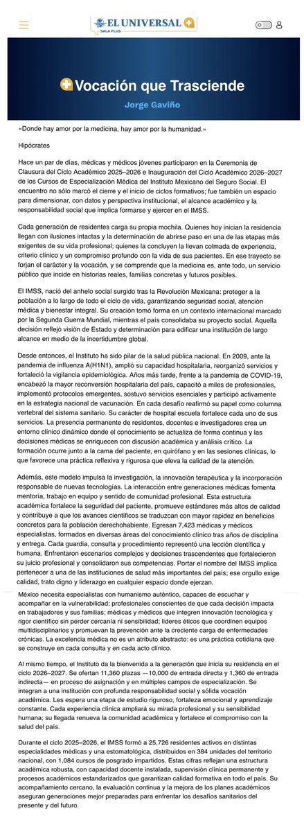 Vocación que Trasciende <a href="/El_Universal_Mx/">El Universal</a> 

eluniversal.com.mx/opinion/jorge-…