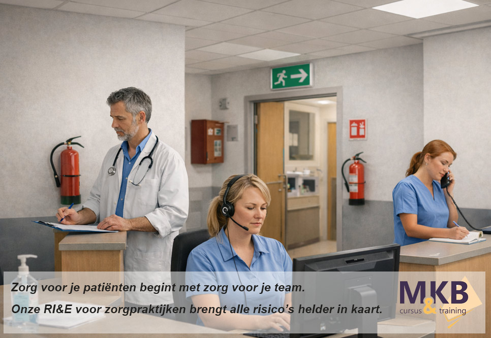 Zorg voor je patiënten begint met zorg voor je team.
Is jouw huisartsenpraktijk, tandartspraktijk of medisch centrum al RI&amp;E-proof?
Een actuele RI&amp;E brengt risico’s rond werkdruk, veiligheid, hygiëne en BHV helder in kaart – mét concreet plan van aanpak.
mkbct.nl/advies/ERIEENEE