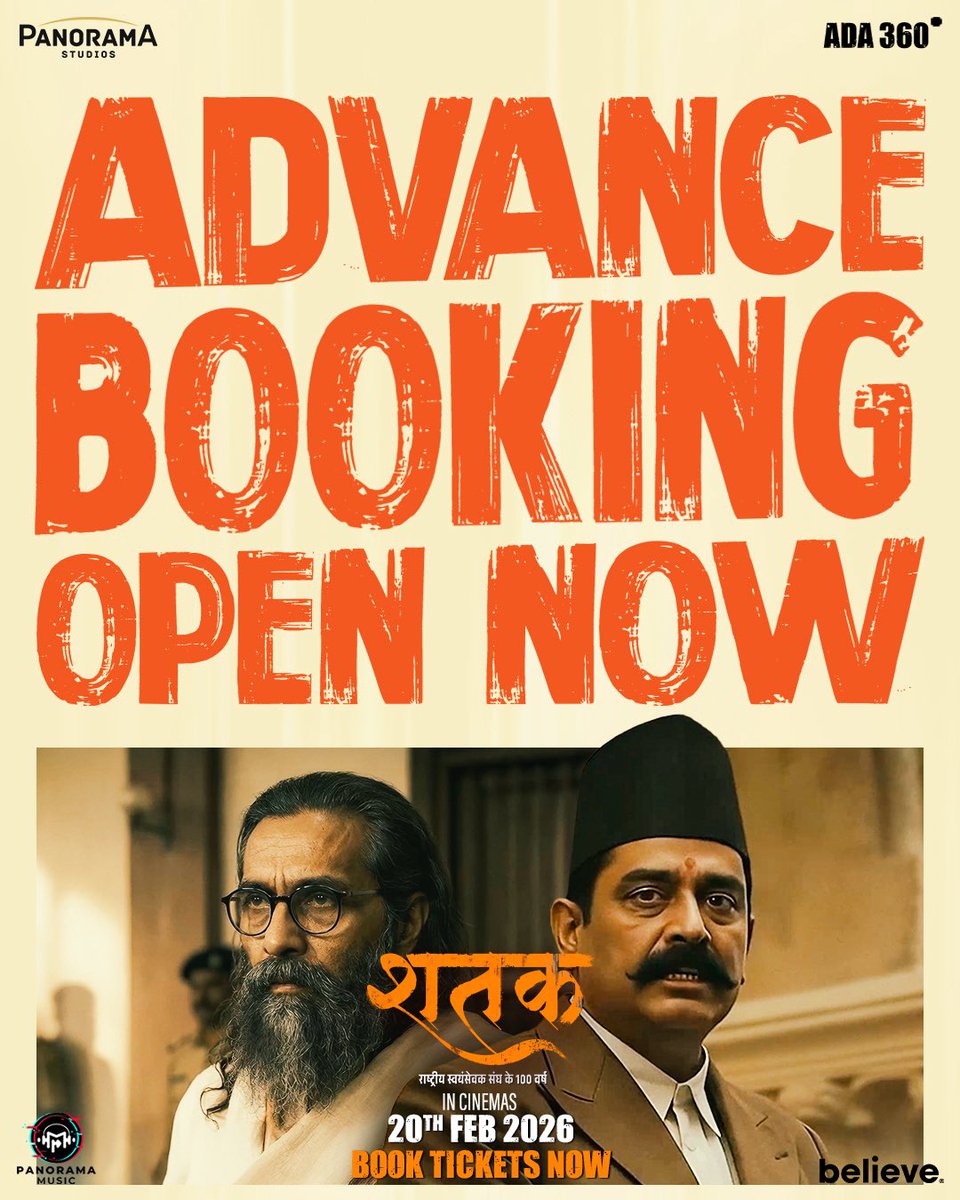 'SHATAK': FILM ON THE 100-YEAR JOURNEY OF RSS – IN CINEMAS *TOMORROW* – ADVANCE BOOKINGS NOW OPEN... #Shatak is all set to arrive in cinemas on 20 Feb 2026... Advance bookings are now open.

🔗: bit.ly/ShatakTickets

Special preview shows and premiere screenings of the film