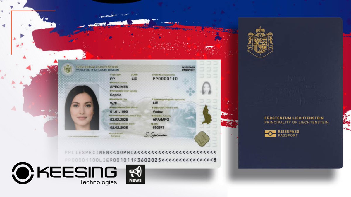 #KeesingNews Written by our Document Expert: #Liechtenstein’s new passport, launched 3 Feb, features a polycarbonate data page, laser/inkjet personalisation, duplicate micro-portrait, and distinct visa page backgrounds. 

Read here: ow.ly/tglX50Yi83n

 #KeesingPlatform