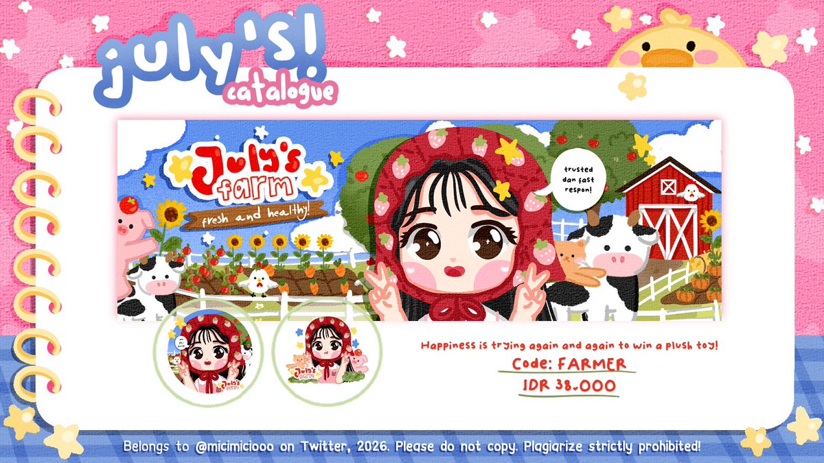 micimiciooo's tweet image. Help repost pls🫶🏻🍰🍮

July membawa 3 katalog layout baru, tolong bisikin kalau ada kesamaan dengan ba lain yaa! 

Abis ini aku bakalan open req based on all catalog layout only, setelah ospek ini akan aku announce segera! 

#zonauang #zonajajan