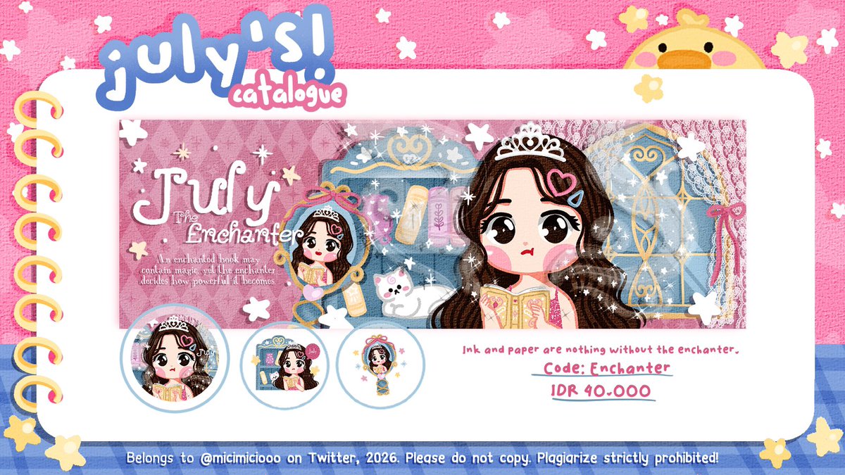 micimiciooo's tweet image. Help repost pls🫶🏻🍰🍮

July membawa 3 katalog layout baru, tolong bisikin kalau ada kesamaan dengan ba lain yaa! 

Abis ini aku bakalan open req based on all catalog layout only, setelah ospek ini akan aku announce segera! 

#zonauang #zonajajan