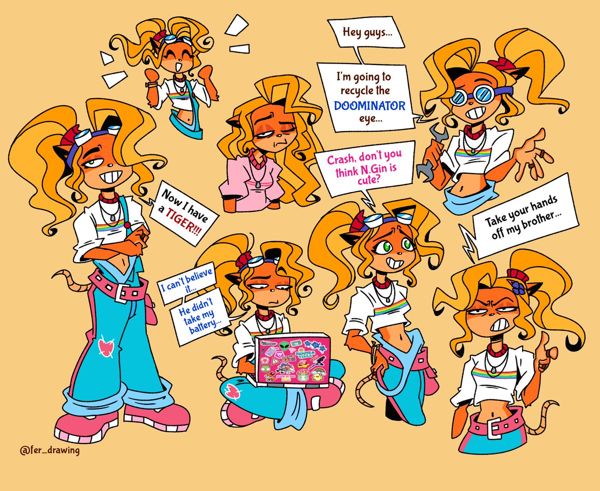 fer_drawing's tweet image. A irmã adolescente de Crash Bandicoot. Uma científica hippie estressada, que ama a cultura asiática, jogos e desenhos dos anos 90. Uma jovem curiosa e competitiva, é sempre a voz da razão, mas as vezes pode ser um pouco arrogante. 🌺✨️
#CrashBandicoot #ArtistOnTwitter