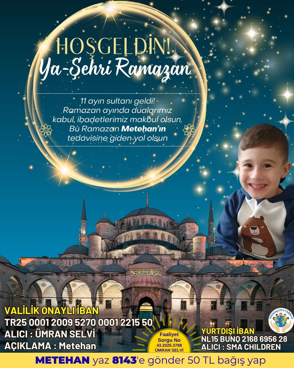 dmdmetehanselvi's tweet photo. Hoş geldin #Ramazan Fitren, fidyen, zekâtın; bir sofrayı değil bir hayatı tamamlasın.
Bu #11AyınSultanı Metehan’a umut olsun.
Müslüman aleminin Mübarek Ramazan ayı hayırlı olsun. https://t.co/1tWUMwsUaL