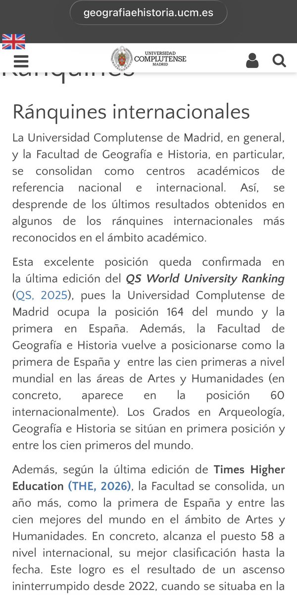 Que hable así de la facultad donde estudié, como un lastre, me da tanta rabia que me cuesta no dedicarle malas palabras. 

Facultad de GeH dos de las CCSS más importantes, 1° de España, 60 internacional. 

Imagínate si tuviese la financiación que debería tener…